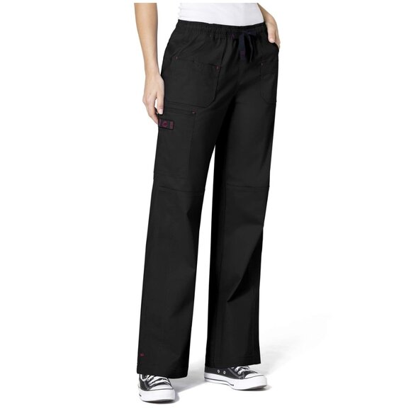 WonderWink Pants - WonderWink WonderFLEX Faith Multi-Pocket Cargo Scrub Pant Black Size Small